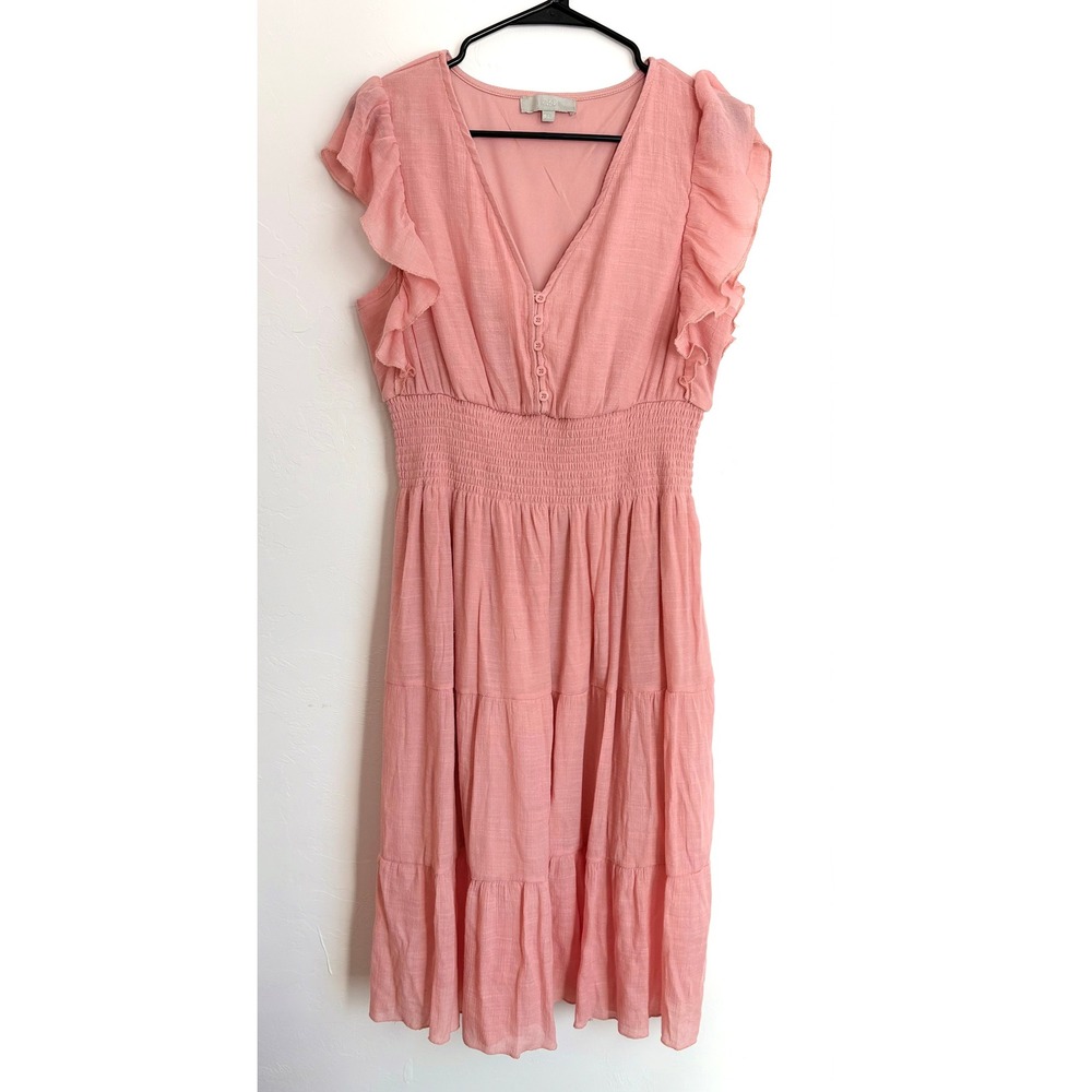 J Gee Ruffle Tiered Midi‎ Dress Preppy Coquette Girly Garden Party Easter Bridal